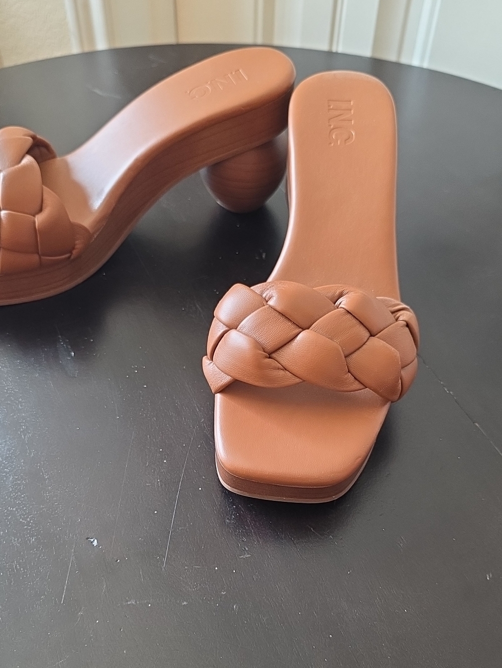 INC International Concepts Braided Slide Sandal in Cognac Brown